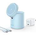Anker Magnetic Wireless Charger, 623 MagGo 2-in-1 Wireless Charging Station with 20W USB-C Charger, for iPhone 13/13 Pro / 13 Pro Max / 13 Mini/iPhone 12/12 Pro, AirPods Pro (Misty Blue)