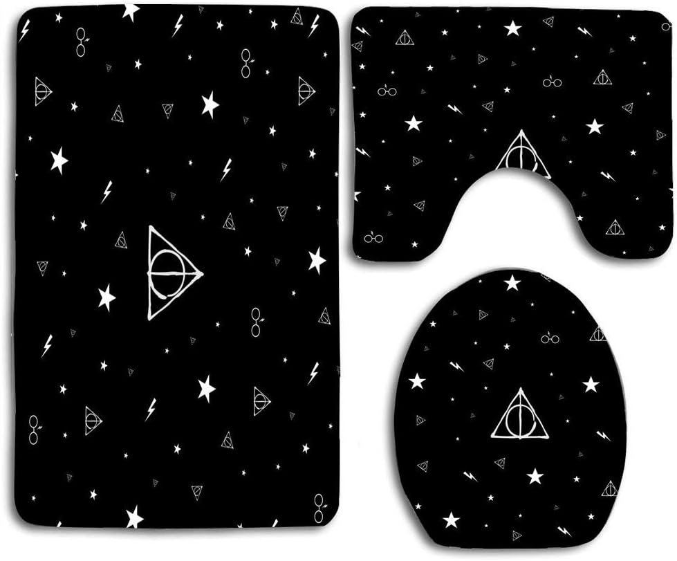NEWCOCO Toilet Seat U Shape Cover Bath Mat Lid Cover for Bathroom Harry Potter Black ()