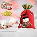 Angela&Alex Santa Sacks, 3 Pack Large Christmas 3D Fabric Gift Bags Burlap Toys Bags Drawstring 22 x 13.5 Inch Christmas Toys Holder White Snowmen Reindeer Embroidered Bag for Party Favors