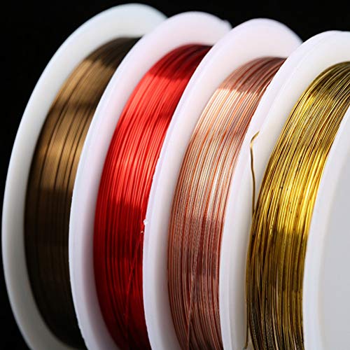WODE Shop 9 Pieces Jewelry Beading Wire Kit, 7 Rolls 7 Colors 11Yd Jewelry Beading Wire Roll Uncoated Copper Wire Tarnish Resistant with 2 Pieces Pliers for Jewelry Making Supplies and Craft
