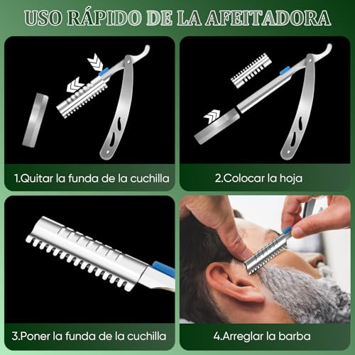 OranSee Kit Cuidado Barba 14 en 1 para Hombre, Incluye Aceite, Bálsamo, Champú, Rodillo Microagujas, 2 Cajas de Hojas, Maquinilla Plumas, Mejor Regalo Perfecto Originales para Hombre o Papa