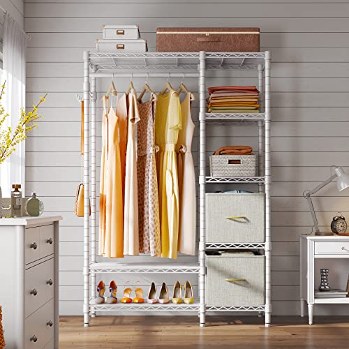 VIPEK V7 Garment Rack For Hanging Clothes Heavy Duty Clothes Rack With Shelves Portable Closet Racks Metal Clothing Racks 5 Tiers Freestanding Closet Wardrobe System Max Load 670lbs Blackgold