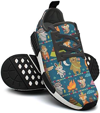 ktyyuwwww Man's Colorful Printing Tribal Fox Owl Bear And Rabbit Navy Sports Running Shoes