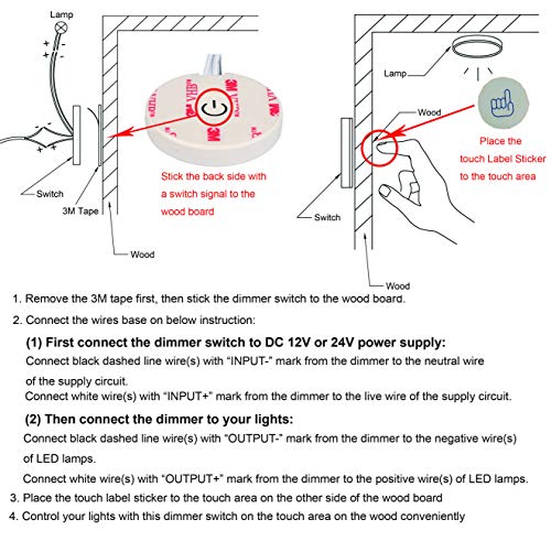 image for Facon Touch Dimmer Switch, Touch Detecting from Insulation Materials(W