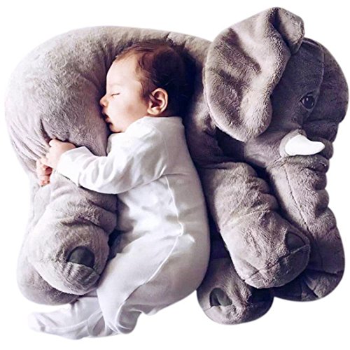 Sgs baby stuffed elephant plush pillows grey, 24 inches