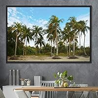 Framed Canvas Wall Art Greenlands Aerial Dark Farmhouse/Country Green Nature Photography Realism Relax/Calm - 16x24 inches