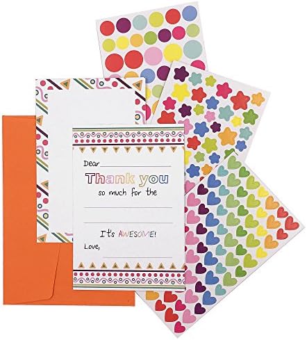 15 Fill In The Blank Thank You Notes + Envelopes + DIY Sticker Art No Mess Card Making Kit For Kids