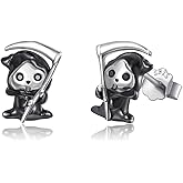 Skull Earrings for Women Men 925 Sterling Silver Skull Stud Earrings Gothic Earrings Halloween Jewelry Gifts for Women Men