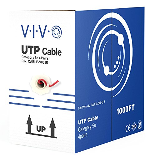 VIVO Red 1,000ft Bulk Cat5e, CCA Ethernet Cable, 24 AWG, UTP Pull Box | Cat-5e Wire, Indoor, Network Installations (CABLE-V001R)