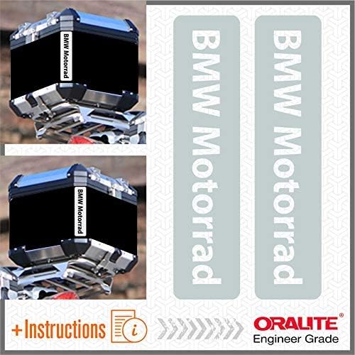 2pcs Reflective Stickers compatible with Motorrad R 1200 1150 F 800 650 F700 GS A R1200GS R1200 Touratech Motorcycle Aluminium Panniers Top Case (White/Silver)