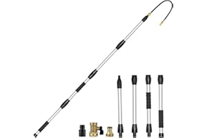 Buyplus Gutter Cleaner from the Ground - Rain Gutter Cleaning Hose Attachment with Extension Poles Up to 7FT, Bendable Gutter Wand | 5 Spray Patterns, Perfect for Garden Hose