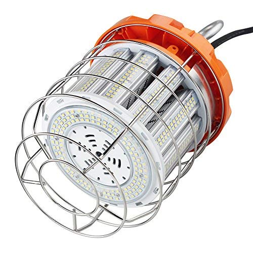 10800Lm LED Construction Lights, 80W LED Work Light (650W Eq.) 5000K Temporary High Bay Light, Stainless Steel Guard & Hook, Portable Jobsite Lighting for Indoor Outdoor Area