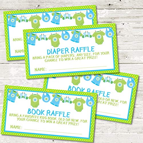 Amazon Com Aqua Blue And Lime Green Baby Shower Diaper Raffle