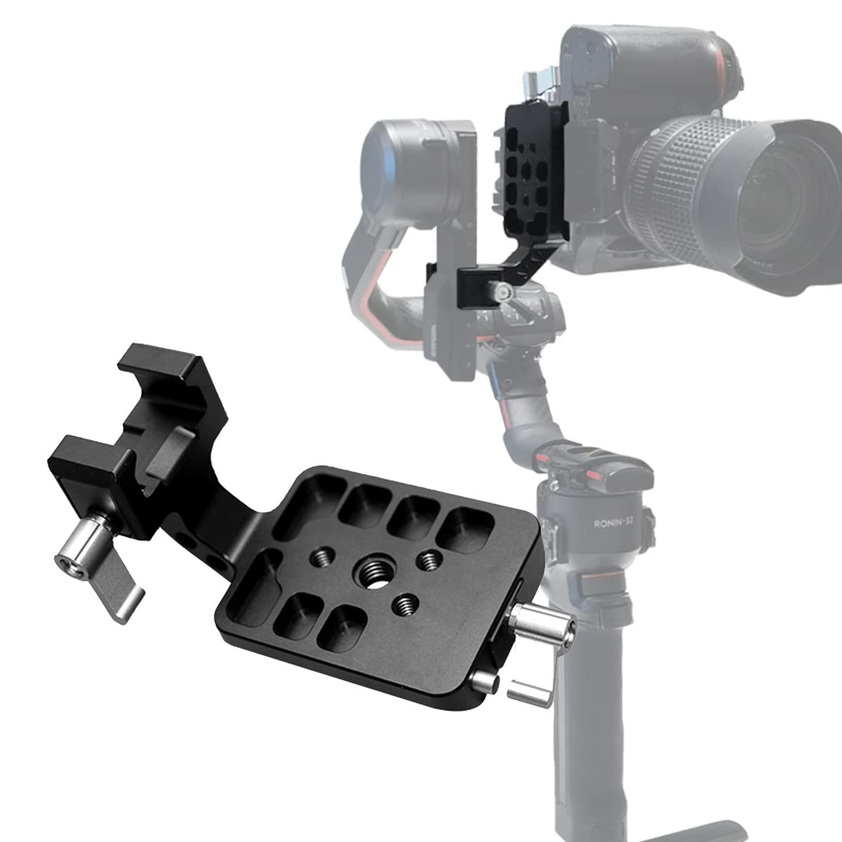DF DIGITALFOTO RS3 Vertical Camera Mount, Professional Portrait Mount for Social Media Work, Compatible with DJI RONIN RS2/RS3/RS3 Pro Gimbal, Payload 4.5kg, Black — image 1