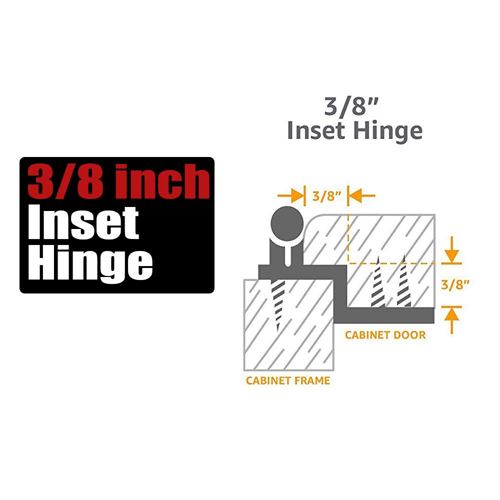 JQK 3/8 Inch Inset Cabinet Door Hinges, Cabinet Hinge, 30Pack Matte Black, CH201-BK-P20
