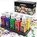 ARTEZA Permanent Fabric & Textile Paint, Set of 10 (60 ml) Individual Bottles, Vibrant Colors, Washer & Dryer Safe, for T-Shirts, Jeans, DIY Projects, Paper & Canvas