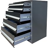 JZD Steel Tool Storage Cabinet with Lockable 5 Drawers for Garage Workshop Office, No Assembly Required, Black &amp; Grey