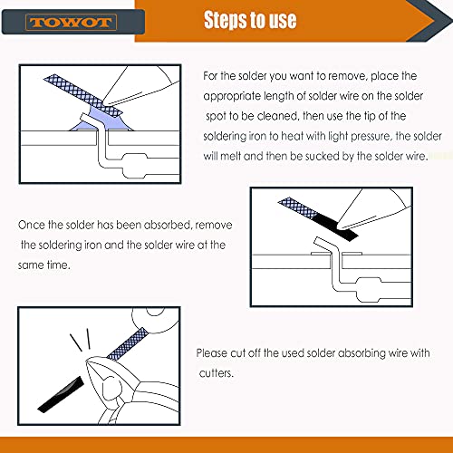 TOWOT Solder Wick Braid With Flux NoClean Electronic, Desoldering Wick