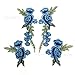 2pcs/Set Blue Rose Applique Embroidery Flower Patches for Clothing Appliques Flores Sewing Flower Patches