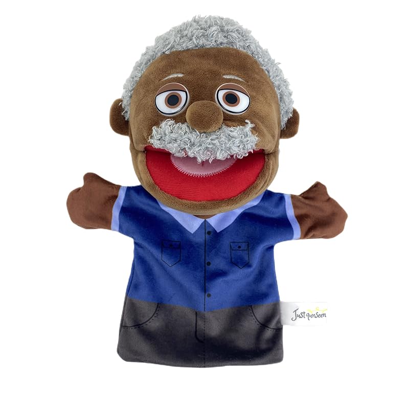 Hand Puppets Black Family Puppets for Kids, Interactive Toys for Boys Girls, Plush Family Stuffed Animal Story Toys Gifts for 3-6 Year Old Boy (Grandfather)