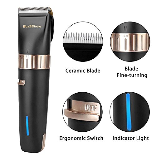 BuySShow Quiet Professional Hair Clippers Set Cordless Rechargeable Hair clippers for Men and Babies with Charging Dock, 8 Comb Guides, 2 Scissors