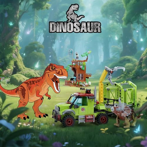 Jurassic Dinosaur ideas Building Set,Compatible with Lego Dinosaur T-Rex Triceratops Capture Truck with Tree Observatory, STEM Toys Gift for Kids and Adults for Boys Age 8-12 517PCS