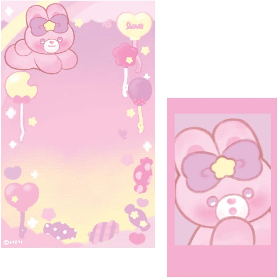 Amazon Seolkee 日本初上陸 ソルギー イラスト パステルランドパック コットンキャンディー ステッカー シール メモ帳 韓国 イラストレーター ピンク パープル フェアリー かわいい デザイン キャラクター 手帳 アルバム デコ 動物 うさぎ ハート ノート メモ帳