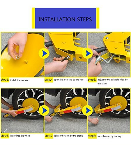 Voluker Wheel Lock Heavy-duty Car Tire Steel Anti-Theft Wheel Clamp Lock for Auto Car Truck SUV ATV RV