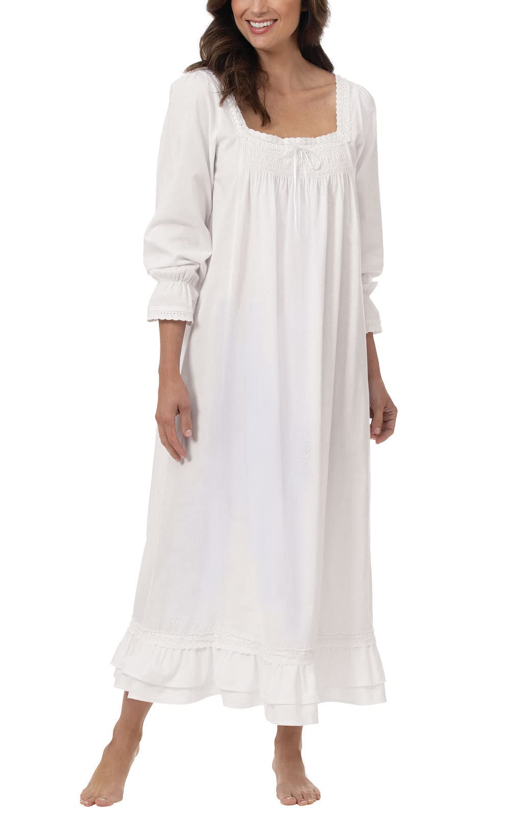 The 1 for U Martha Nightgown 100% Cotton Victorian Style - Sizes XS - 4X - (XXL / 2X, White) Image
