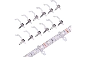 WOKHOK 100 Pack Strip Light Mounting Bracket,Transparent Fixing Clips for 10mm Wide IP65 Waterproof 5050 LED Strip Light,One Side Fixing,100 Screws Included