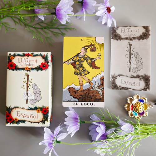 Spanish Tarot Cards for Beginners, Original Tarot Cards with Spanish Guide Book, Borderless Tarot Deck