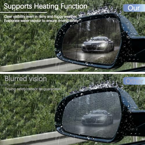 Rear View Mirror Glass Compatible with Audi A3 A4 A5 External Left Heated Aspherical Mirror Car Rear View Mirror Replacement with Panel
