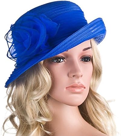 Antique Future Pure Color 1920s Womens Summer Organza Bowler Sun Hat Derby Tea Party Colourful
