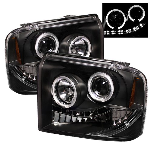 Spyder Auto PRO-YD-FS05-HL-BK Ford F250/350/450 Super Duty Black Halo LED Projector Headlight with Replaceable LEDs