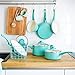GreenLife Sof Grip Healthy Ceramic Nonstick, 14 Piece Cookware Pots and Pans Set, PFAS-Free, Dishwasher Safe, Turquoise