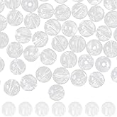 SUNNYCLUE 1 Box 100Pcs Quartz Beads 8mm Clear Stone Beads Bulk Natural Transparent Smooth Round Gemstone Energy Stretch Loose Spacer for Jewelry Making DIY Bracelets Necklaces Supplies Women Adults