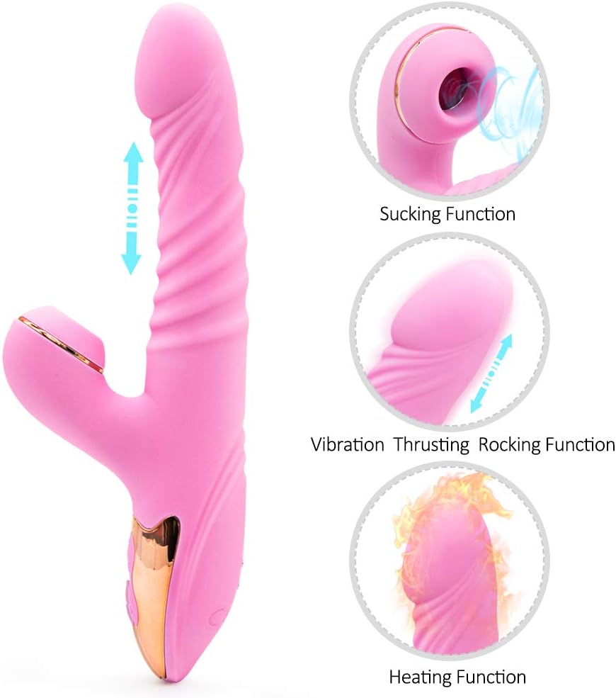 Rechargeable Upgraded Heating Stimulation Toys for Her Cli^torial Sucking Toy for Women with 7 Sucking Thrusting Modes Tongue Simulator Vibrating Toy with 7 Speed Vibration T-Shirt