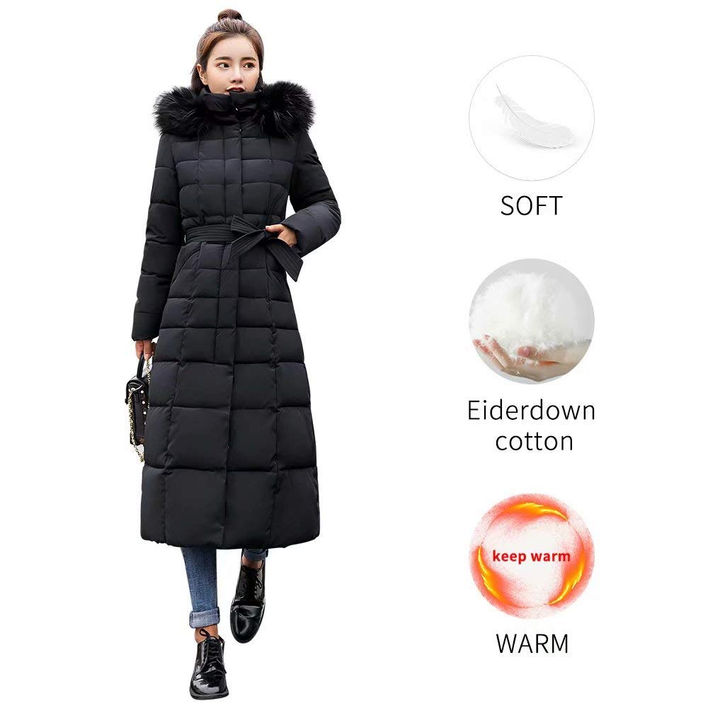 KARKEIN Women’s Thickened Down Coat Fur Hood Warm Coats Down Parka Puffer Jacket