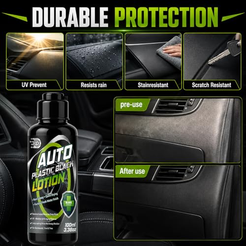 Inpumo Back to Black Trim Restorer, 100ml Car Plastic Restorer, Exterior and Interior Car Cleaning Kit, Restore Faded Plastic, Vinyl & Rubber, Resists Water, UV Rays, Dirt