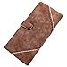 Jastore Women's Long Leather Wallet Button Clutch Purse Card Holder Case (Brown)