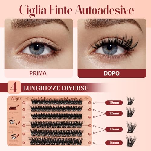 Higu clace False Eyelashes Self Adhesive Kit with Tweezers (Volume A) | Press And Go Eyelashes Without Glue And Removal, Mix 10-16mm, Easy To Use At Work, Travel, Weddings And Parties