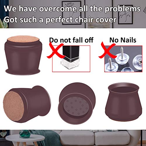 Upgraded 13/16" 2" Chair Leg Floor Protectors with FeltRound&Square