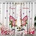 Sleepwish Unicorn Flower Curtains Pink Unicorn Lashes Gold Glitter Window Drapes Kids Girls Decorative Panels for Living Room Bedroom Kitchen (2 Panels, 52x84 Inch, Grommet Top)