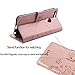 Teebo Wallet Case for Huawei P Smart (2018)/7S, with Kickstand Card Holders [Embossed Butterfly] Flower Premium PU Leather Magnetic Flip Case Cover for Huawei P smart/7S (Rose Gold)