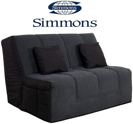 Inside Canape Convertible Bz Hight 160cm Coton Gris Noir Systeme