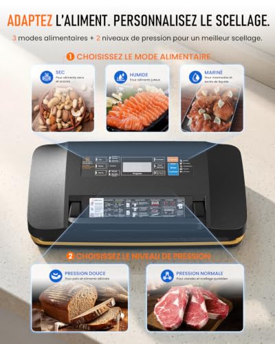 AbleMark Professional Household Vacuum Sealer 95 kPa, 18 in 1 Food Vacuum Packaging Machine, Double Seal Vacuum Sealer, Integrated Cutter, Dry/Wet, Sous Vide