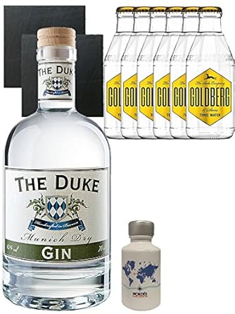 Gin-Set The Duke München Dry BIO Gin 0,7 Liter + Nordes Atlantic Gin 0,05 Liter Miniatur + 6 Goldberg Tonic Water 0,2 Liter +