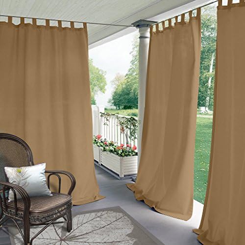 Cololeaf Indoor/Outdoor Tab Top Curtain Panels For Patio| Porch| Gazebo| Pergola | Cabana | dock| beach home - Wheat 100W x 96L Inch (1 Panel)