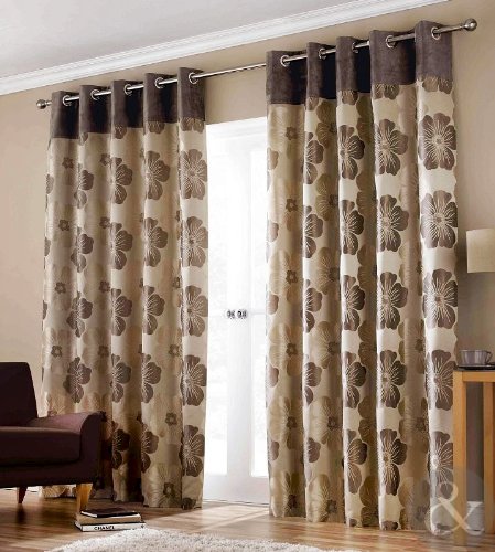 Lana Ashley Wilde Curtains Luxury Woven Floral Brown Gold Beige