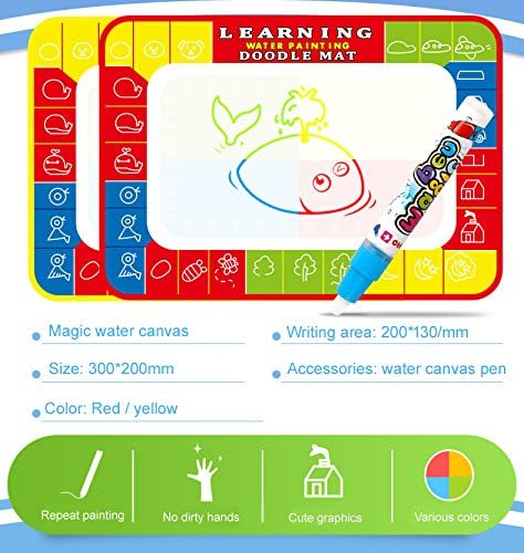 wanghuixin Magic water canvas Large Doodle Mat Water Painting Drawing Writing Board Toy + 2 Magic Pens for Baby Kids Gift Children's water canvas